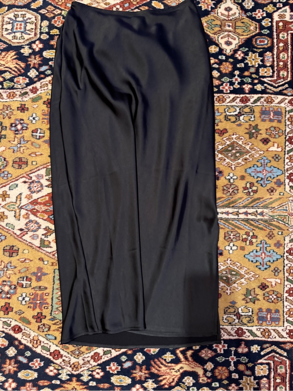 Old Navy Black Satin Slip Skirt with side slit